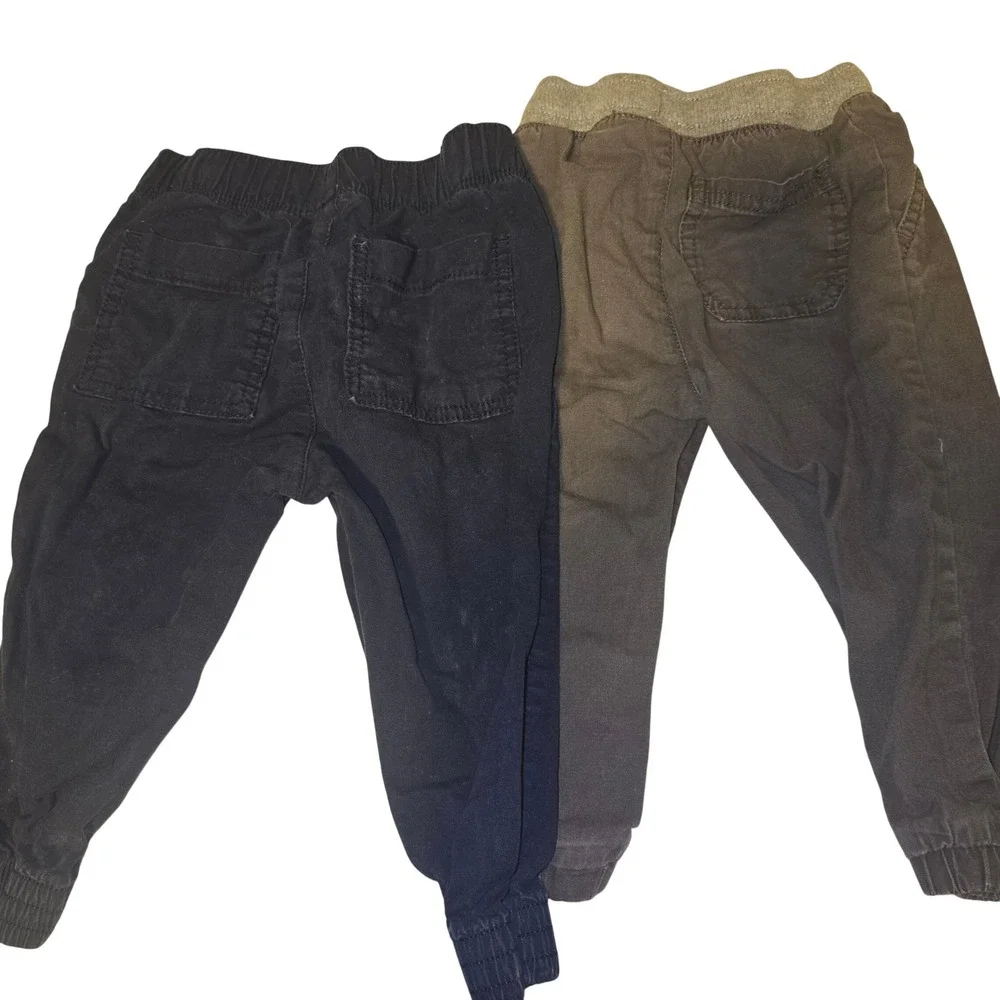 OshKosh Childrens Place Jogger Pants Boys 18M 24M Blue Gray Cotton Twill Bundle